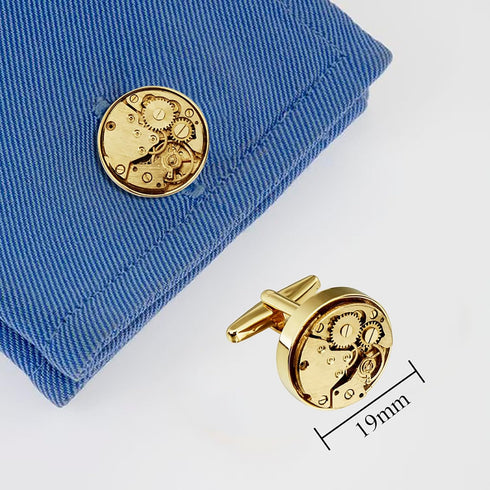 Gold Tone Watch Movement Cufflinks for Men...