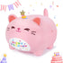 Pink Birthday Cat Plush Stuffed Animals-Gifts for Girlfriend, 16'' Pink Cat Plush, Kawaii Plushies Cat Body Pillow Cat Plushie, Kitten Plush Throw...