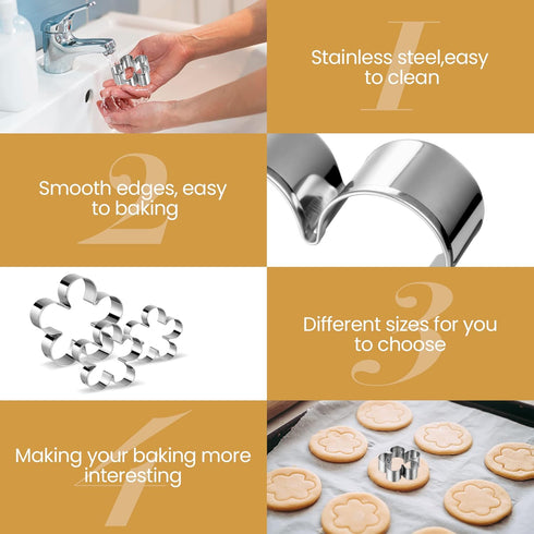 ICYANG Stainless Steel Cookie Cutters for Kids Rose Petal Flower Shape Christmas Valentine's Day Biscuit Fondant DIY Pastry Mold Cake Decoration f...