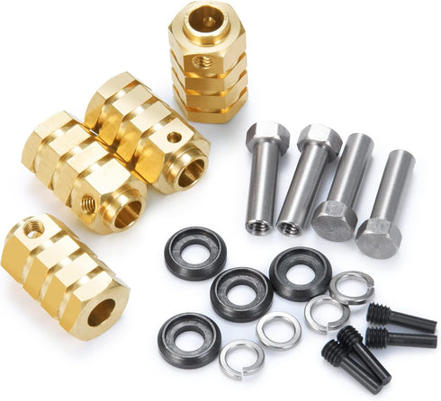 RCLIONS 12mm Brass Wheels Spacers +20mm Extension Wheel Hubs Hex for TRX4 1/10 RC Crawler Truck Car...