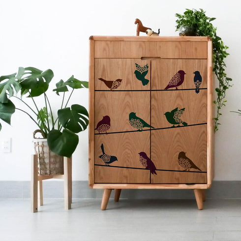 FINGERINSPIRE 12 Pcs Bird Stencil 5.9x5.9 inch Bird Silhouettes Stencil Plastic Birds with Flowers Pattern Stencil Reusable Stencil for Painting B...