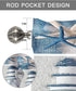 Summer Coastal Grid Valances Curtain for Kitchen Cafe, Ocean Starfish Lighthouse Window Valance Short Curtains 42"x 12" Rod Pocket Windows Treatme...