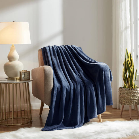 KMUSET Fleece Blanket Throw Size Navy Lightweight Super Soft Cozy Luxury Bed Blanket Microfiber Factory Shop...
