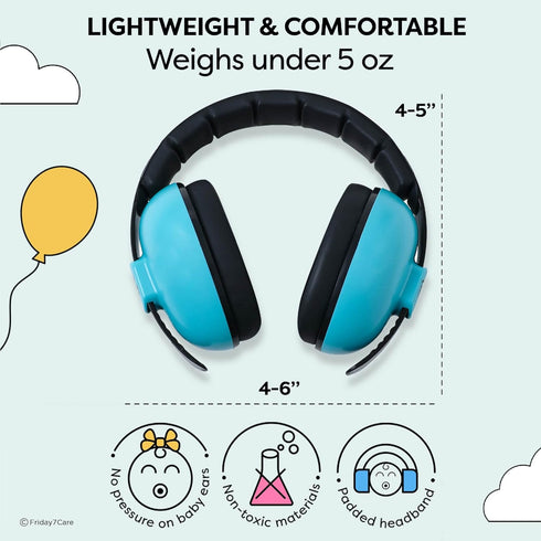 Baby Headphones for Noise Protection - 1 Count Blue Over-Ear - Adjustable Headband & Padded Earcups - Infant Noise Blocking Earmuffs & Toddler Ear...
