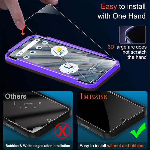 IMBZBK [4+4 Pack for Google Pixel 7a Screen Protector Tempered Glass Accessories 4 Pack Screen Protector with 4 Pack Camera Lens Protector for Pix...