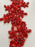 1 Pair Rhinestones Lace Applique Accessories Handsewing Glass Beads Stones Trim Patches for DIY Girl Wedding Dress Decorations (Red)...