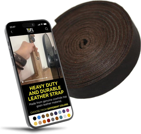 TOFL Genuine Top-Grain Leather Strap | 72 Inches Long | 5/8 Inch Wide | 1/16 Inch Thick (4-5 oz) | 1 Leather Strip for DIY Arts & Craft Projects, ...