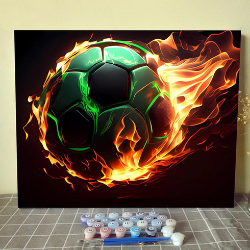 Paint by Numbers Kits 16x20Inches Canvas DIY Oil Painting for Kids, Students, Adults Beginner with Brushes & Acrylic Pigment - Burning Green Socce...