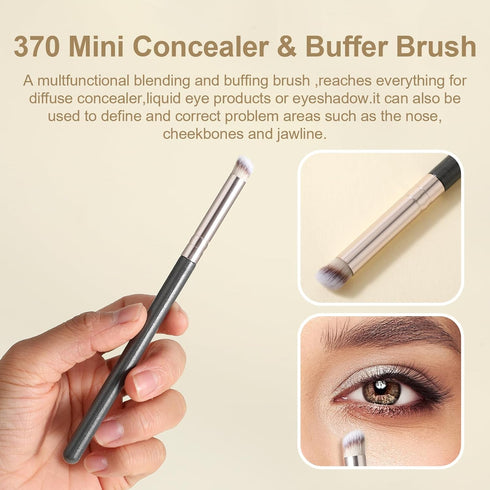 Qianyu 3 Pcs Kabuki Foundation Contour Brushes for Liquid Makeup Under Eye Nose Contour Setting Kabuki Brushes for Blending Liquid Cream Powder Co...