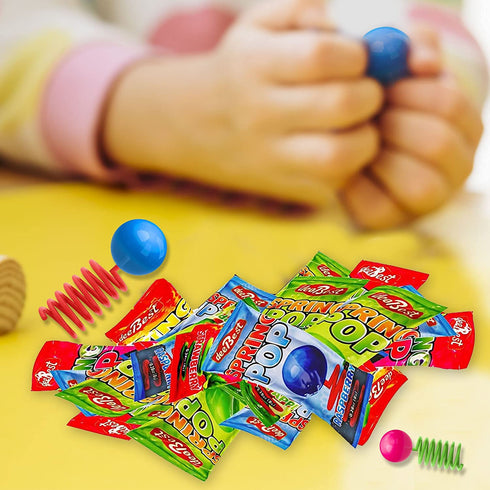 Spring Pop Finger Sucker Kids Candy on a Spring - Assorted Fun Flavors 24 Count (12 Individually Wrapped Pack of 2) Kosher Fun Lollipops Suckers...