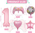 Pink Video Game Balloons, Video Game Controller Birthday Number Mylar Foil Balloon, Level Up Balloons for Girls Game On Birthday Decorations Video...