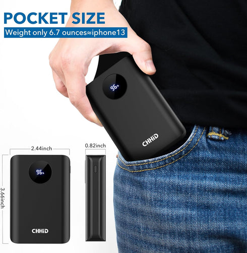 5V 2A Heated Vest Battery Pack,LCD Display Power Bank Heated Jacket,PD 22.5W Fast Charging 10000mAh Portable Charger,Battery Phone Charger for iPh...