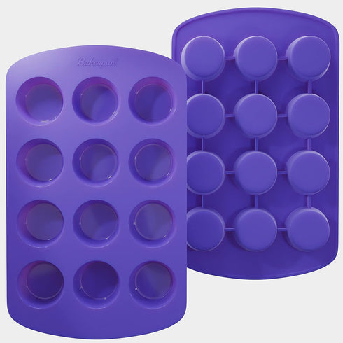 Bakerpan Silicone Mini Muffin Pan Nonstick, Mini Cupcake Pan, Mini Muffin Silicone Molds, 12 Cavities - Set of 2...