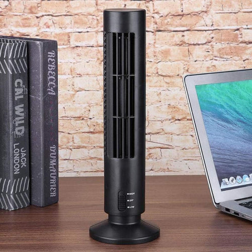 Portable Air Cooler Vertical Bladeless Fan USB Desktop Air Conditioner Fan Mini Cooling Tower Fan for Home Office (Black)...