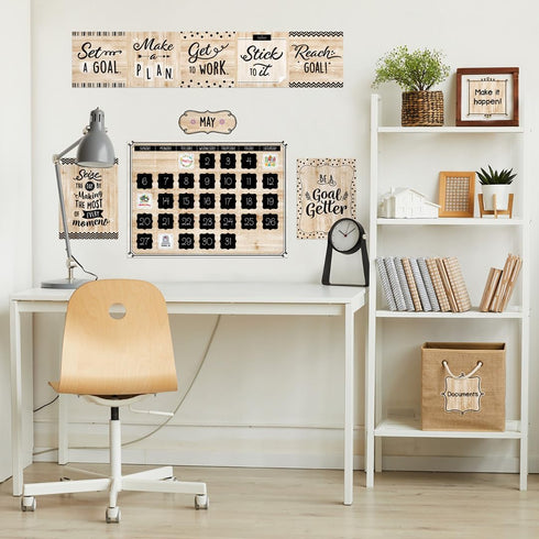 CTP Core Décor Black, White, and Wood Calendar Set Bulletin Board Top Classroom Decorating Accents (Creative Teaching Press 10920)...