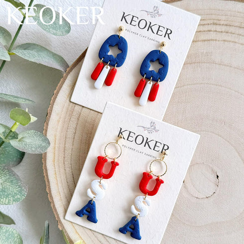 KEOKER Polymer Clay Texture Sheets, Stars Clay Texture Mat, Polymer Clay Earrings Tools on Independence Day or 4th of July, Like Polymer Clay Roll...