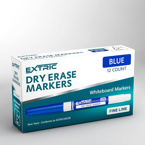 Dry Erase Markers Fine Tip, 12 Count Whiteboard Markers, Blue Dry Erase Markers, Fine Point Dry Erase Markers, Dry Erase Markers for Kids, White B...