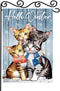 Cat Hello Winter Scarf Snowy Small Decorative Garden Flag,Cute Outdoor Blue Garden Flag,Snow Christmas Holiday Outside Decorations Yard Flag,Chris...