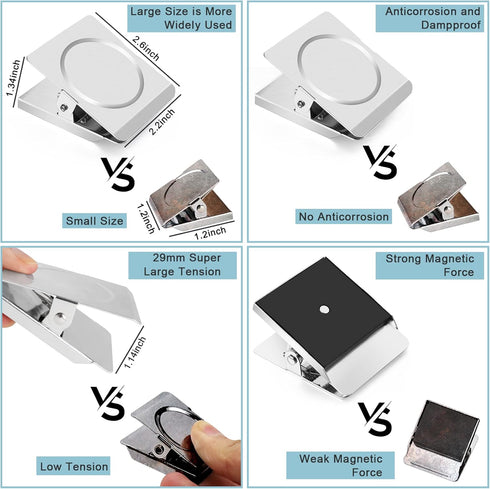 FINDMAG 4 Pack Clip Magnets 2.2inch Extra Large Magnetic Clips Heavy Duty, Fridge Magnet Clips, Whiteboard Magnet Clips, Clip Magnets for Fridge H...