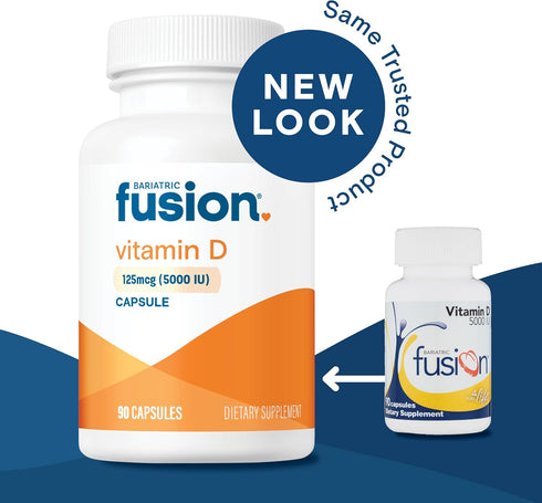 Bariatric Fusion Vitamin D3 5000 IU | Easy to Swallow Bariatric Vitamin D Capsule| One Per Day | Support Bone Strength and Calcium Absorption* | P...