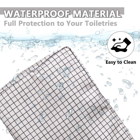 Waterproof Large Makeup Bag Pouch,Nylon Women Travel Toiletry Storage Bag Checkered Cosmetic Bag for Girls,Big Preppy Makeup Organizer Bag Zipper ...