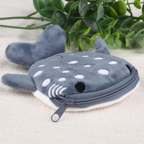 Shark Coin Purse Cute Small Wallet Plush Cartoon Cosmetic Items Bag Animal Zipper Keychain Change Purse Mini Earphone Bag Funny Novelty Coin Pouch...