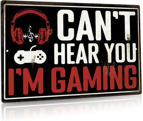Putuo Decor Game Room Decor, Funny Wall Decor for Man Cave, Bedroom, Teen Room, Gift for Gamer, Boys, Girls, 12x8 Inches Aluminum Metal Sign (Can'...