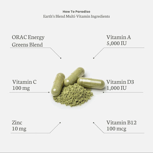 Paradise Herbs, Earth's Blend, Multivitamin, with Iron, 48 Organic Superfoods, Probiotics, Antioxidants, Vitamins A, B12, C, D, K2, Daily Superfoo...