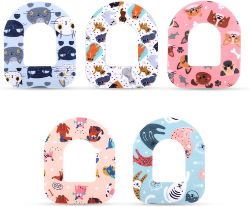 25pcs Adhesive Patches for Omnipod 5 Stickers, Glucose Monitor Strap with Hole Sensor Covers Cgm Waterproof Pack Cute Pets Monitor Tape Overpatch(...