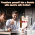 Handheld with Stainless Steel Stand USB-charging Foam Maker, DOUBLE WHISK Mini Blender and Electric Mixer Coffee Frother (Black)...
