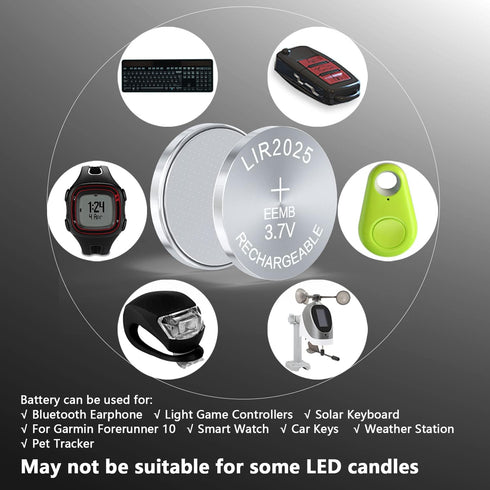 EEMB LIR2025 Rechargeable Li-ion Battery Charger with 4PCS 3.7V Lithium-ion Coin Button Cell Batteries 40mAh...