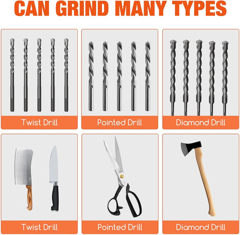 Drill Bit Sharpener, Drill Bit Sharpener for All Bits(5/64''- 5/8''), Multipurpose Drill Bits Grinding Sharpener, Portable Drill Grinder Grinding ...