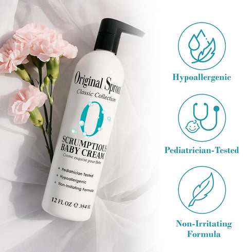Original Sprout Scrumptious Baby Cream, Gentle Moisturizing Cream for Dry, Sensitive Skin & Diaper Rash, Non-Greasy Baby Lotion with Zinc Oxide & ...
