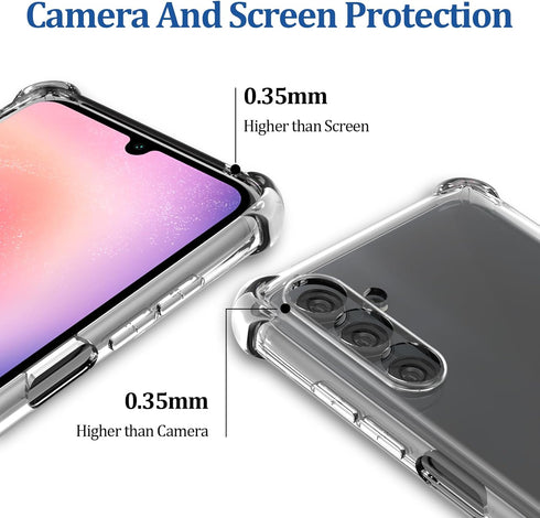 for Samsung Galaxy A24 4G Phone Case with 3 Pack Tempered Glass Screen Protectors, Soft TPU 4 Corner Drop-Proof and Scratch-Proof Transparent Prot...