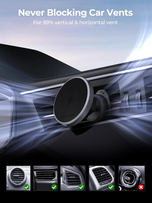 for MagSafe Car Mount Charger, Qi2 Certified 15W Ultra-Fast Magnetic Wireless Car Charger, Compatible with MagSafe Car Charger, Air Vent Phone Hol...