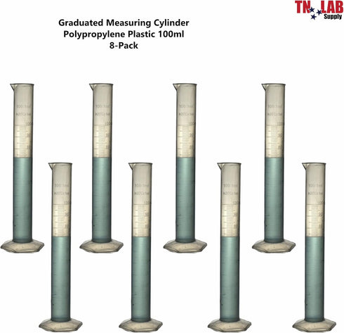 TN Lab Graduated Measuring Cylinder 100ml Polypropylene 8-Pack...