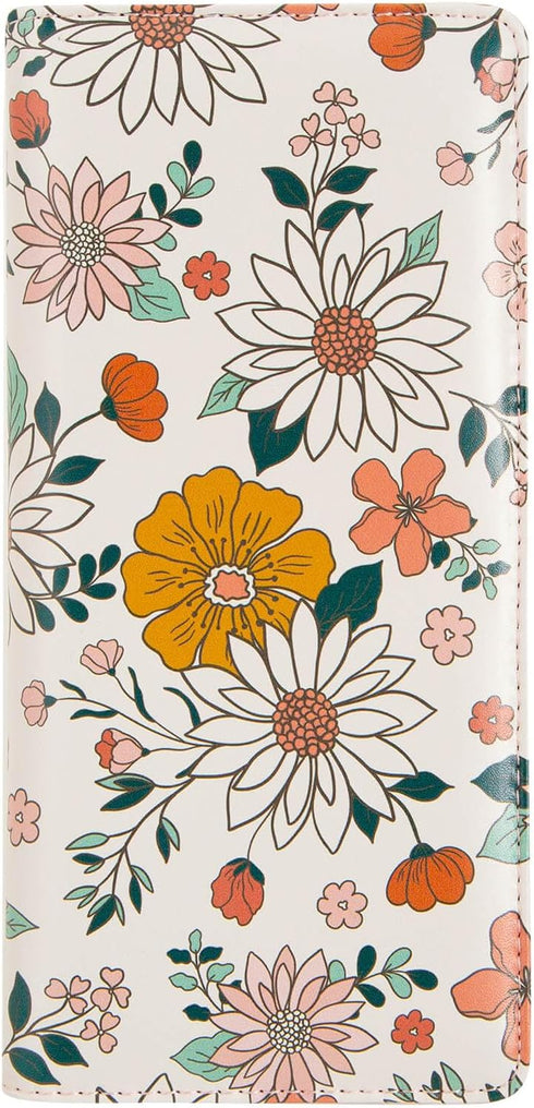 Ultra Slim Thin Leather Women Wallet Rfid Blocking Credit Card Holder Bifold Clutch (White Floral)...