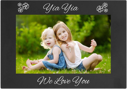 CustomGiftsNow Yiayia - We Love You Engraved Anodized Aluminum Hanging/Tabletop Group Family Photo Picture Frame...