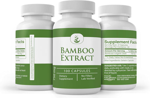Pure Original Ingredients Bamboo Extract, Always Pure, No Additives Or Fillers, Lab Verified (100 Count)...