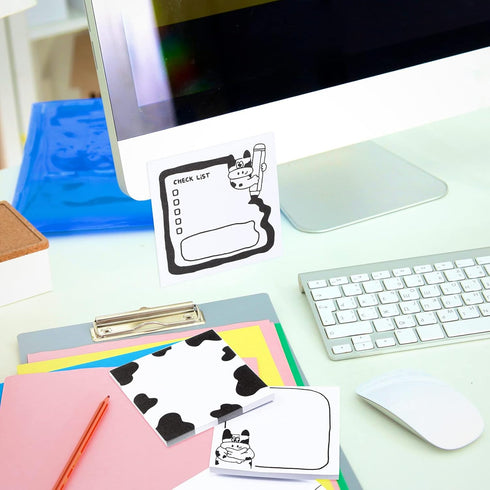 18 Pieces Cow Print Stuff, 12 Cow Pens and 300 Sheets Cow Notes with 5 Styles, Aesthetic Pens, Cow Print Gifts for Christmas Office School Supplie...