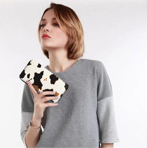 Cow Print Wallet Western Highland Cow Stuff Mother’s Day Gifts for Women Cowhide Ladies Slim Purse Credit Card Holder...