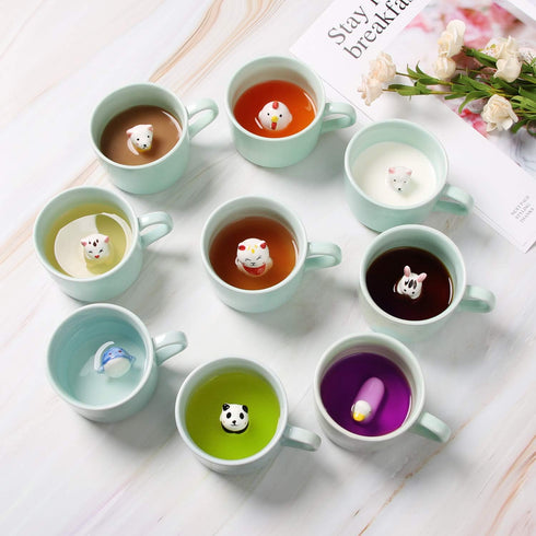 Surprise 3D Coffee Mug Animal Inside 8 oz with Duck,Cute Cartoon Handmade Ceramics Cup,Christmas Birthday Surprise for Friends Family or Kids (Duc...