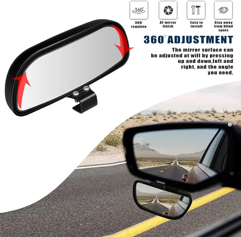 2 PCS Car Side Rearview Blind Spot Mirror, 5.7" x 2.5" 360°Adjustable Convex High-definition Wide-angle Reversing Mirror, Expanded Field of View A...