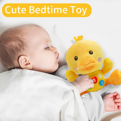 HAPTIME Baby Toys for 0-6-12 Months, Newborn Boy Soft Plush Stuffed Animal, Infant Music Tumny Time Duck Toy, 1st Birthday Baby Boy Girls Gifts fo...