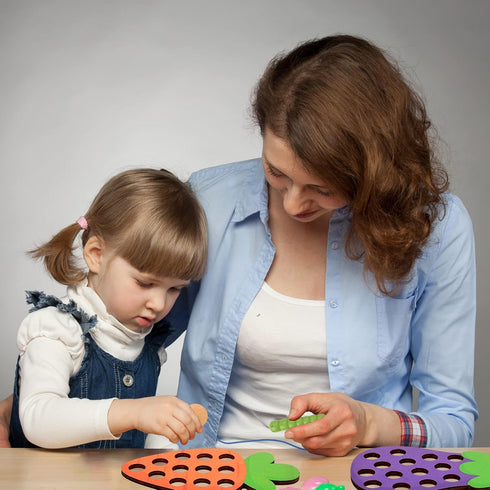 6 Pcs Lacing Toy Toddlers, Vegetable Wooden Threading Toys, Educational and Learning Montessori Activity Baby and Kids, Fine Motor Skill Toys, Pum...