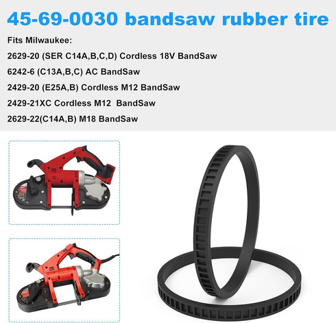 Replacement Milwaukee BandSaw Compact Pulley Tires 45-69-0030 2629-20 6242-6 2429-20 2629-22 2429-21XC (4.0" Diameter Tires)- 4 Pack...