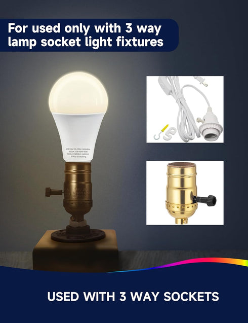 3 Way LED Light Bulbs, 3 Way Light Bulbs 30 70 100W Equivalent, Natural White 4000K Three Way A19 Light Bulbs, E26 Medium Base, 3-Way Light Bulbs ...