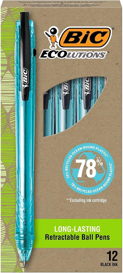 BIC ReVolution Ocean Retractable Ballpoint Pen, Black...