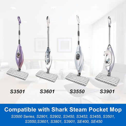 S3501 2 Pcs Steam Pocket Mop Microfiber Pads for Shark Steam Mop S3501 S3601 S2901 S2902 S3550 S3801 S3901 SE450 S3601D S3901D for All Hard Floors...