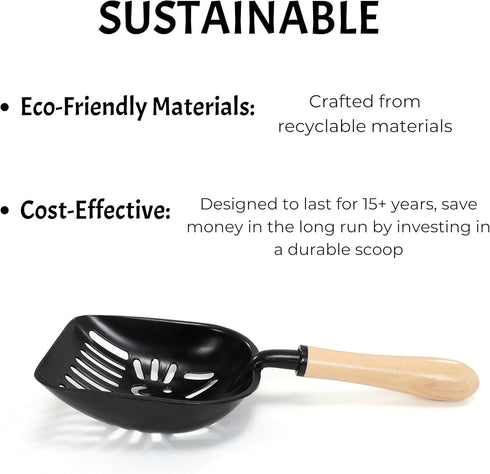 Cat Litter Scoop - Large Metal Cat Litter Scooper with Holder - Non-Stick, Easy to Clean Kitty Litter Scoop, Deep Shovel Cat Scooper for Litter Bo...